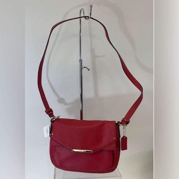 Coach Taylor Mini Flap Crossbody Berry Red Leather Purse - Picture 4 of 16